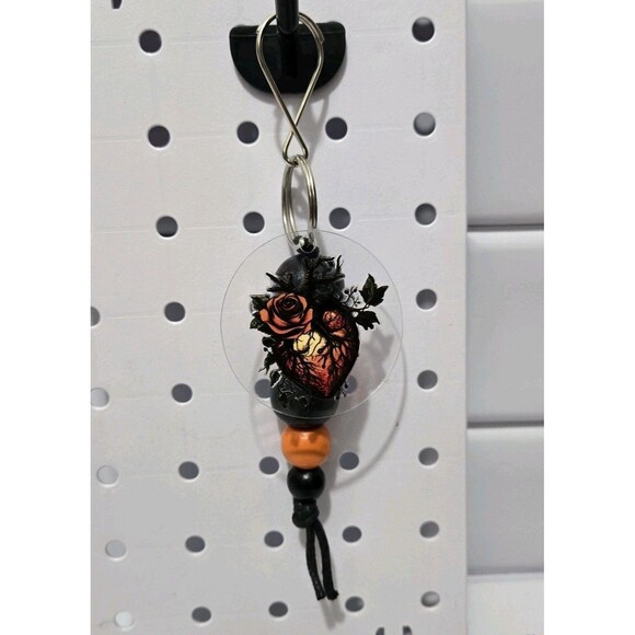 Steampunk Heart  steam punk  Beaded Keychain Dark Aesthetic - Picture 1 of 4